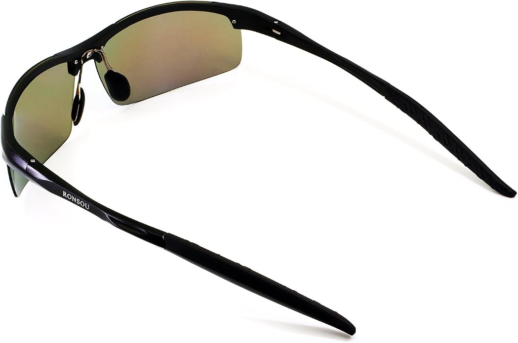 RONSOU Men Sport Al-Mg Polarized Sunglasses Unbreakable for Driving Cycling Fishing Golf