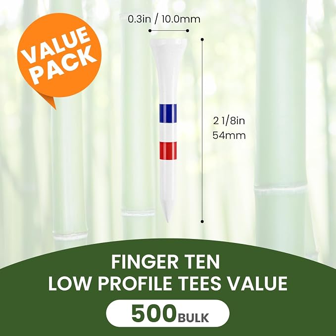 Stylish Golf Tees Wood 2 1/8 Inch Value 500/1000 Pack, USA Flag with Pink White Bright Colors & Striped Design for Consistent Height & High Visibility