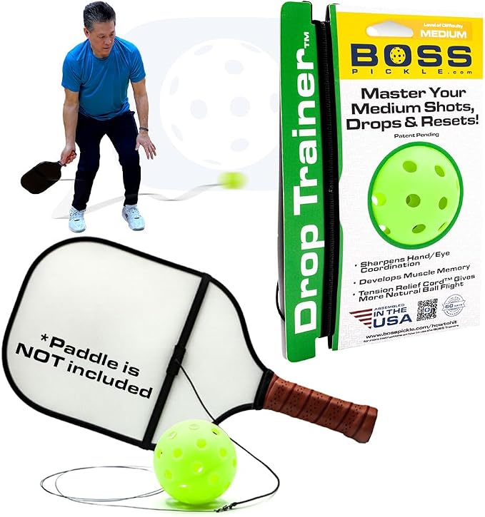 BOSS Pickleball Trainer Ball with String - Pickleball Rebounder for Dink Practice & Hand Eye Coordination