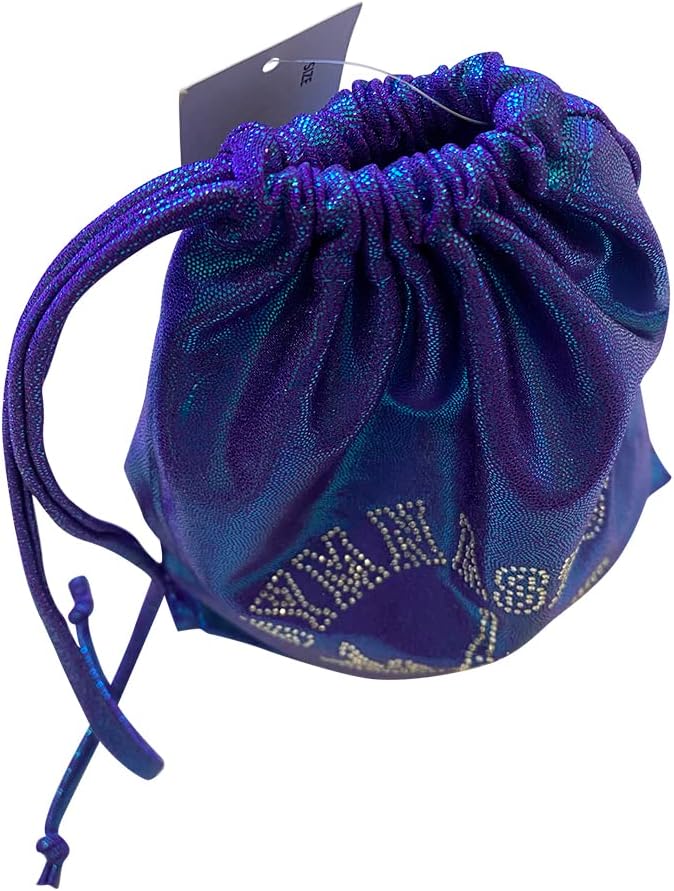 LIL'FOX 8"x10" Drawstring Gymnastics SMALL GRIP BAG 26x20cm - Lightweight Bag for Personal Equipment - Shiny Foil Rhinestones