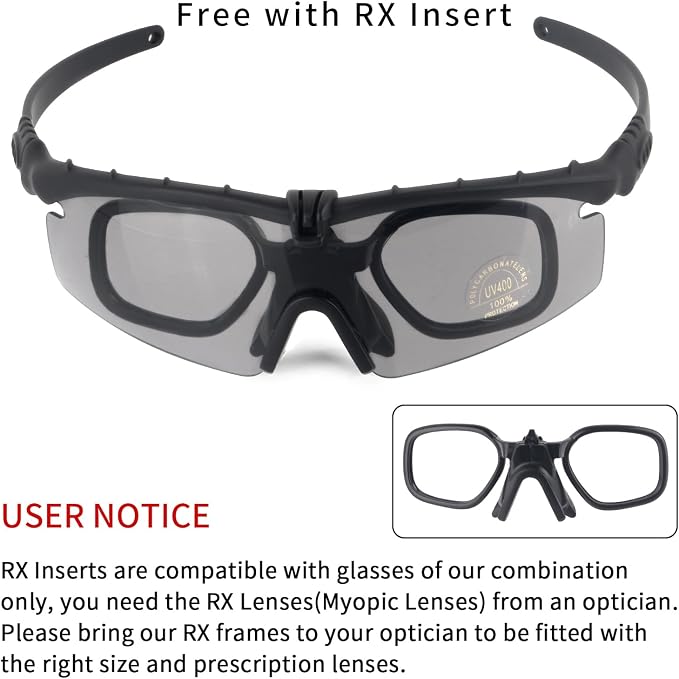 Tactical Eyewear Anti Fog UV400 Protection Glasses (Black and Green Frame, 2 Sets)