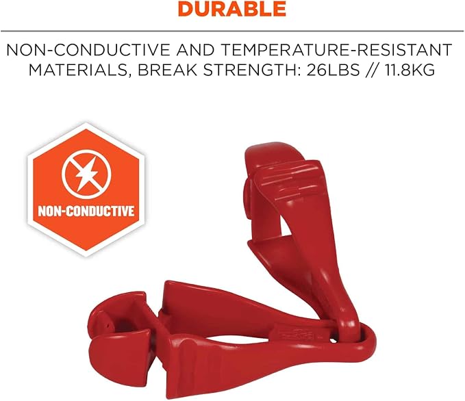 Ergodyne Squids 3400 Glove Clip Holder with Dual Clips, Red, 1 Count (Pack of 2)