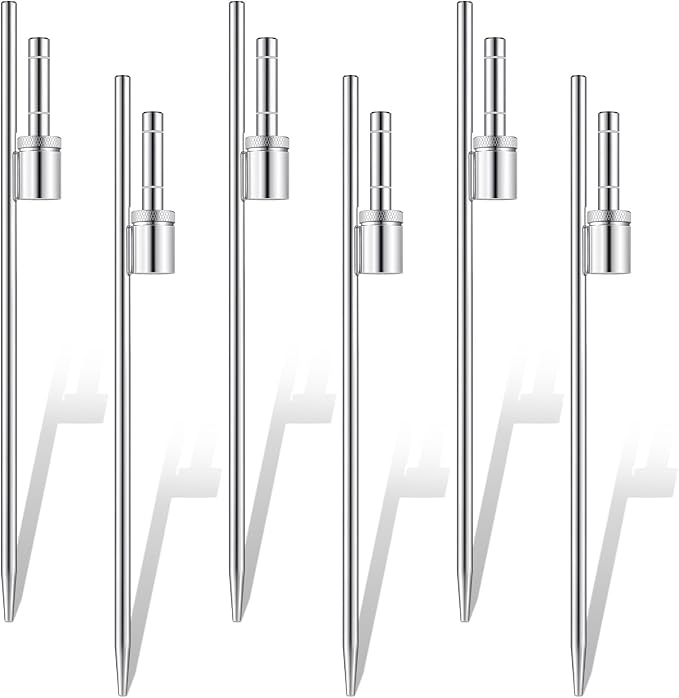 Pelopy 6 Pcs Feather Flag Ground Spike Ground Stake Flag Base Heavy Duty Flags Pole Holder for Outdoor Banner Stakes Fits Poles with 0.65 Inch Inner Diameter, Stake Only (20 Inch)
