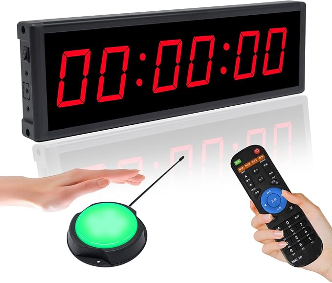 Digital Gym Timer Clock with Wireless Start/Stop Button, Workout Clock with Remote Control, Wall Clock for Home Gym with Interval Timer, Stopwatch, Count Up/Down