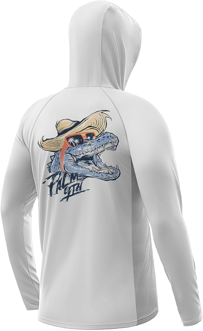 Palmyth Fishing Hoodie for Men Long Sleeve Sun Protection UV UPF 50+ Shirts | Hidden Zipper Pocket, Thumb Loops, Quick-Dry, Side Mesh Panels, Lens Cleaning Cloth, 4-Way Stretch