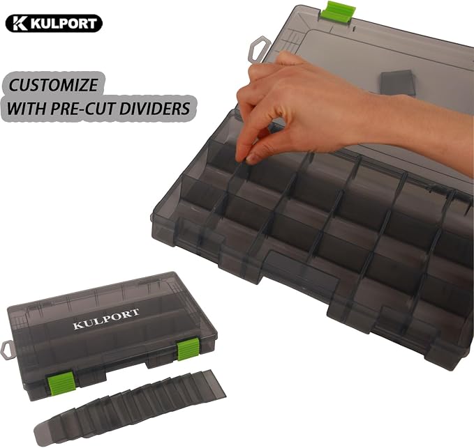 Tackle Boxes Plastic Storage Organizer Box with Removable Dividers,3600 Tackle Tray,Lure Box and Terminal Tackle Storage,4 Packs Tackle Trays-Grey