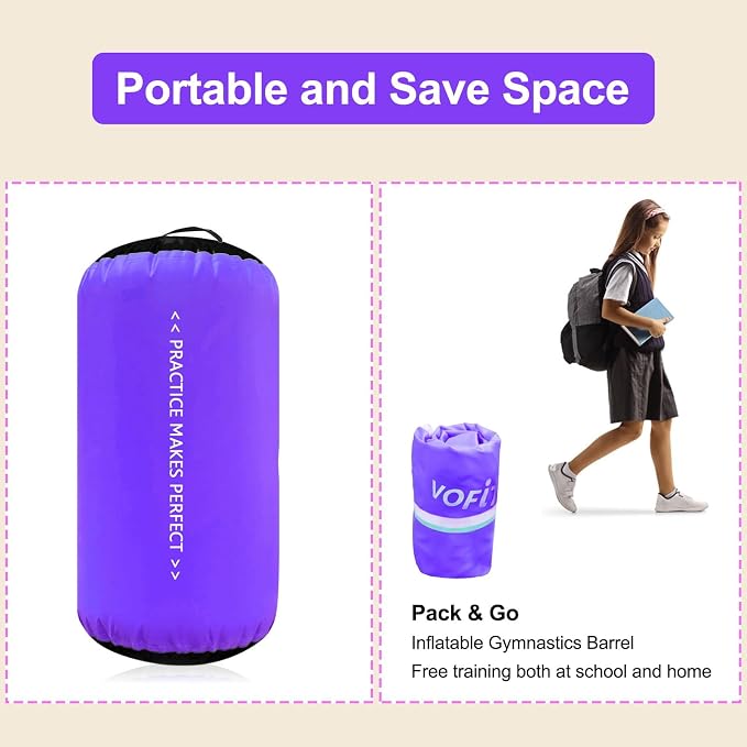 VOFiTNY Gymnastics Tumbling Equipment Air Barrel Inflatable Octagon Tumbler Roller Back-bend Trainer Cheerleading Without Pump