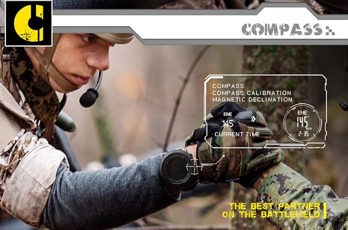 NORTH EDGE Apache Men’s Digital Tactical Watch, Outdoor Sports Watch with Compass, Altimeter, Barometer, Pedometer, Weather Trend, EL Backlight, 50M Water Resistant Hiking Watch