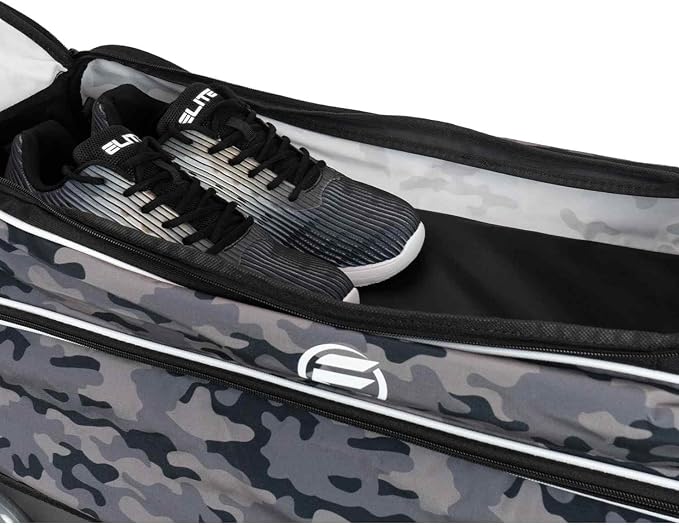 ELITE Basic Triple Roller Black Bowling Bag - 3 Ball Roller, Fits 2 Pairs of Size 15 Shoes, Air Travel-Friendly