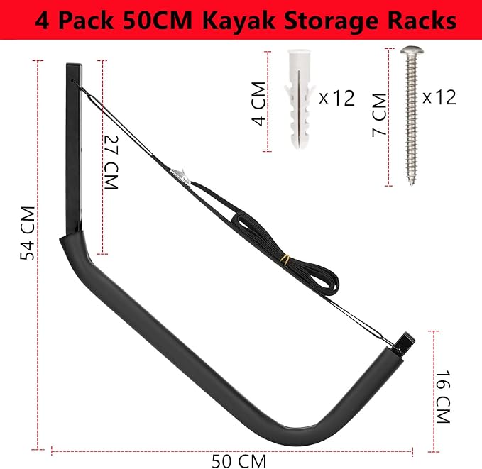 Kayak Storage Racks, Canoes Garage Storage Hooks, Wall Mount Surfboard Hangers and Stand-Up Paddle Board Holder