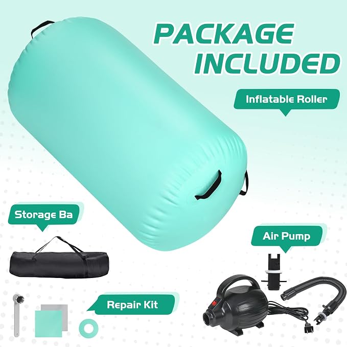 Inflatable Gymnastics Air Roller Barrel, Tumble Rolling Air Roller Gymnastics Barrel with Electric Pump for Kids Adults Home Outdoor Gymnastic Training Cheerleading Yoga