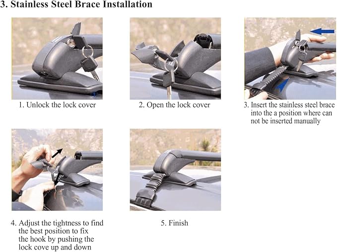 Adjustable Car Roof Rack Cross Bars with Anti-Theft Lock, Heavy-Duty Aluminum Roof Rail for Bike, Kayak, Cargo, Luggage – Fits Vehicles with Rain Gutter Spacing 42.91in-44.88in (2PCS)