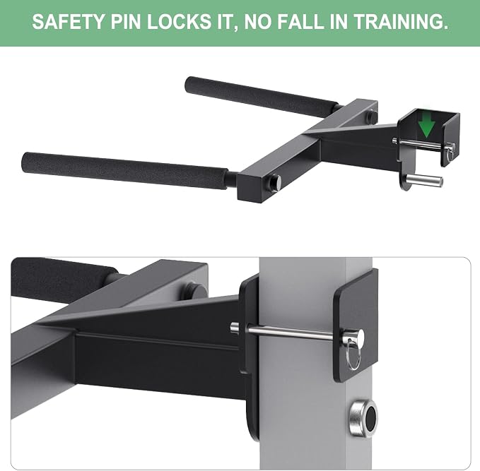 SELEWARE Squat Rack Attachment, Y-Shaped Dip Bar Attachment, Nordic Hamstring Curl Attachment and Lever Arms for 2x2 or 3x3 Power Rack with 5/8" or 1" Hole, Power Cage Accessories for Home Gym