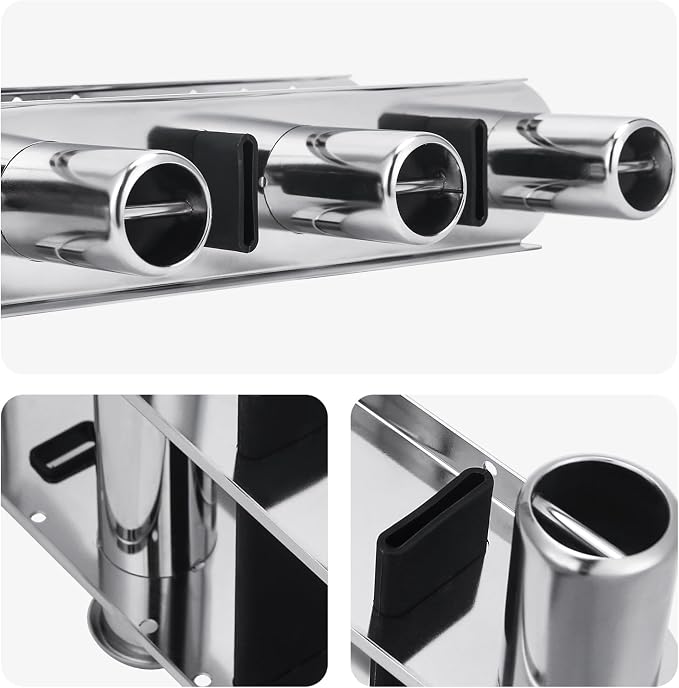 4 Tube Fishing Rod Holder & Boat Organizer Rod Rack Stainless Steel Fishing Rod Bracket Tube-linked Fishing Accessories