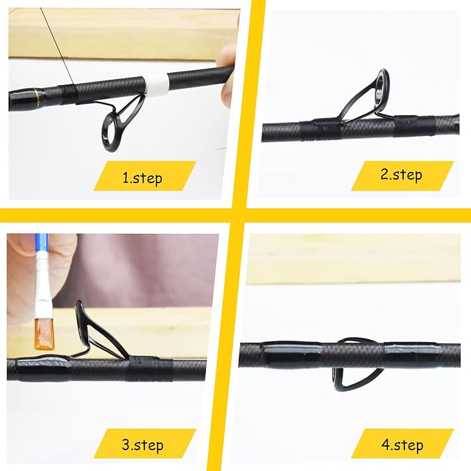 KW 55PCS Heavy Double Feet Fishing Surf Spinning Casting Saltwater Line Rod Replacement Guides Repair Kit with Epoxy Gule Set for Rod Building