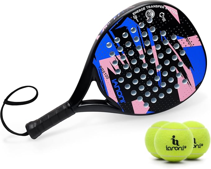 Padel Racket Carbon Fiber Surface with EVA Memory Flex Foam Core Lightweight Padel Racquet