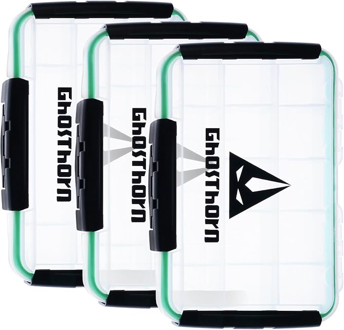 Ghosthorn Waterproof Fishing Tackle Box Organizer 3600 Lure Storage 3 Pack | Clear Tackle Organizer with Removable Dividers for Lures, Hooks and Fishing Gear Portable 3600/3700 Storage Boxes Trays
