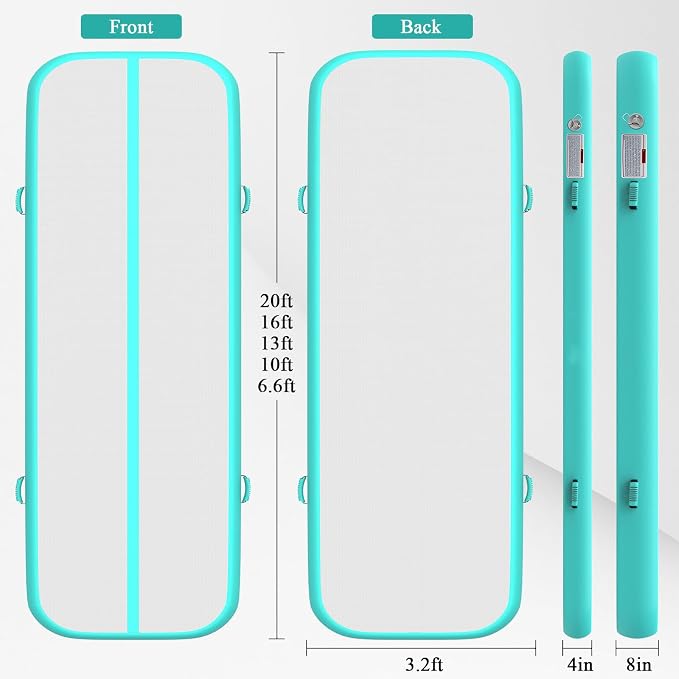 Estgora Gymnastics Mat for Tumbling Tumble Track, Thick Inflatable Gymnastic Training Equipment For kids At Home Gym Cheerleading with Electric Pump
