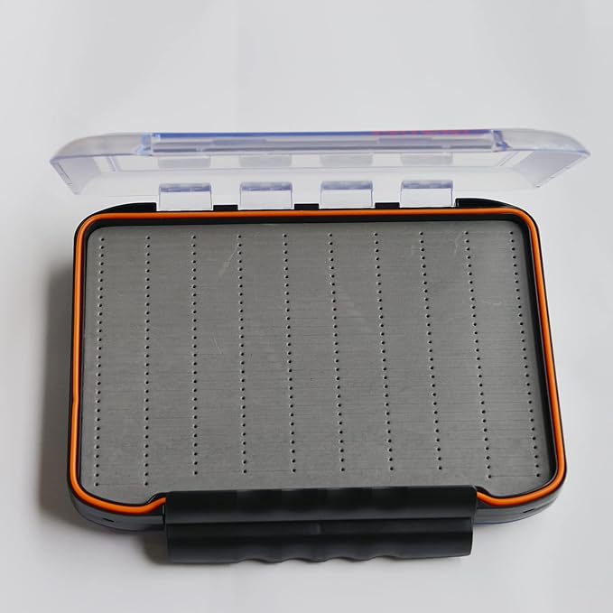 Large Fly Box for Fly Fishing Flies, Double Sided Waterproof Fishing Tackle Storage Boat Foam Fly Fishing Box (Grey Foam Insert, Only Box)