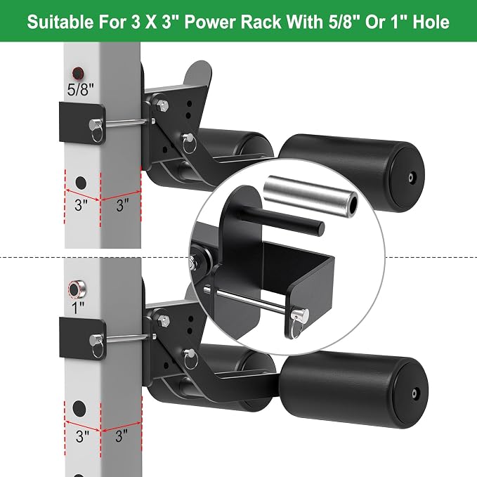 SELEWARE Squat Rack Attachment, Y-Shaped Dip Bar Attachment, Nordic Hamstring Curl Attachment and Lever Arms for 2x2 or 3x3 Power Rack with 5/8" or 1" Hole, Power Cage Accessories for Home Gym