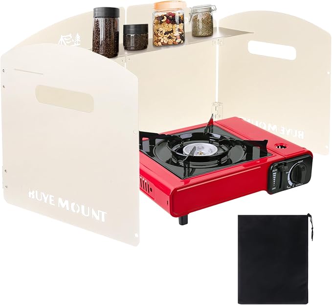 Camp Stove Windscreen, 4 Plates Camping Stove Windshield Folding Outdoor Picnic Cooker Wind Screen for Camping Burner, Backpacking, Butane, Alcohol Stoves Wind Shield - Heat-Resistant, Easy-Clean