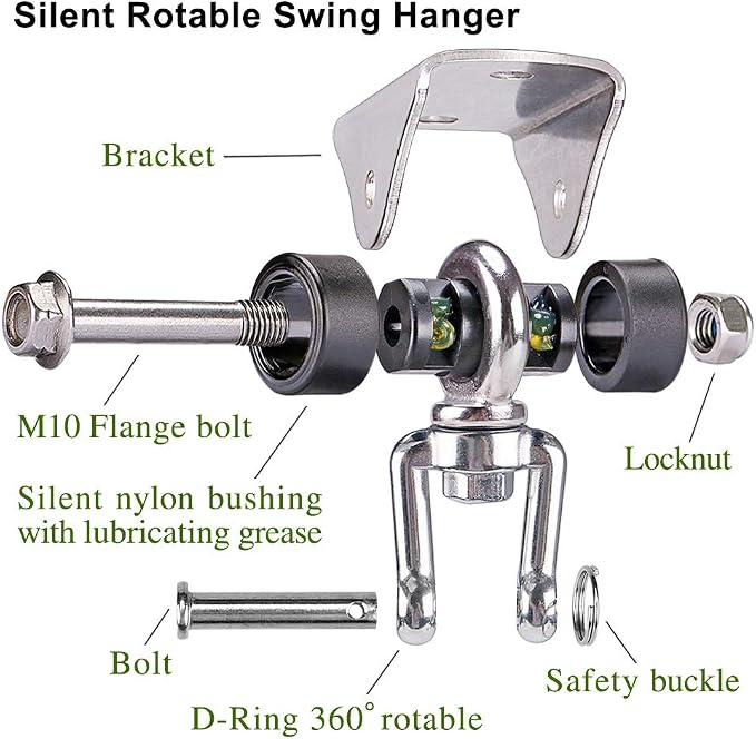 SELEWARE Anti-Squeaking Swing Hanger Stainless Steel Swing Set Hook Ceiling Mount Bracket for Hammock Chair Toddler Swing Yoga Swing Punching Bag
