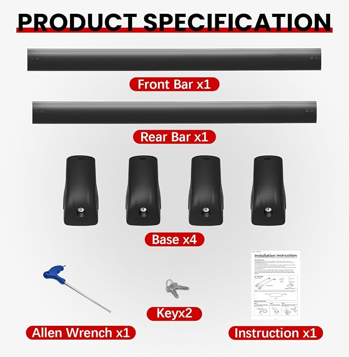 300lbs Roof Rack Cross Bars Compatible with Subaru Crosstrek 2024 2025 2026 Limited/Premium/Sport (Not for Wilderness), Aluminum Roof Rails Crossbar for Rooftop Kayak Canoe Bike Snowboard