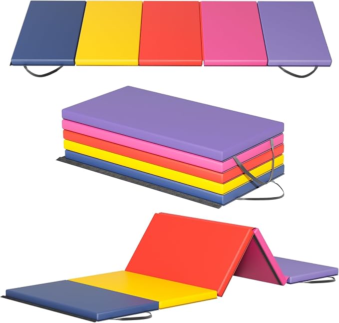 Gymnastics Mats Foldable Tumbling Mats Portable Gymnastics Exercise Mat Thick Gymnastics Tumbling Mats Pad Home Exercise Panel Mat With Carrying Handles