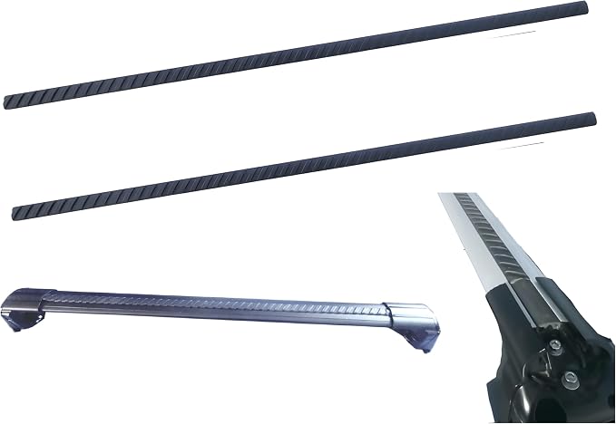 ROKIOTOEX Roof Rack Crossbars Noise Reduction Rubber Strips - Only Fits T-Slot top Width 10~11 mm - 2 Black Striped Strips |107cm or 42" Length - Cross Bar Wind-Noise Reduction Sealing Replacement