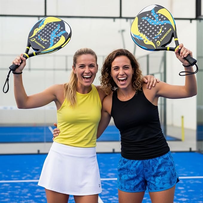 Padel Racket Palas de Padel raqueta Lightweight for Women Female Players Teardrop Shape, Soft EVA Core, Fiberglass Surface, Beginner to Intermediate Arm Friendly All Round Racquet 38mm