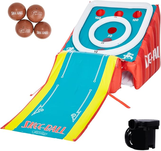 Flybar FunPark Giant Inflatable Skee-Ball Game, 11 Ft Backyard Outdoor Games for Kids & Adults, 4 Balls & Electric Air Pump Included, Yard Games Carnival Game for Family, Indoor Outdoor Party, Ages 6+