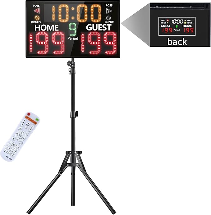 LUCKY TIME Electronic Basketball Scoreboard with Buzzer, Digital Scoreboard with Remote,Portable Score Keeper Battery Powered Score Board for Sports Games