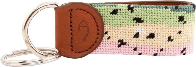 Leather Hand-Stitched Needlepoint Key Fob or Key Chain