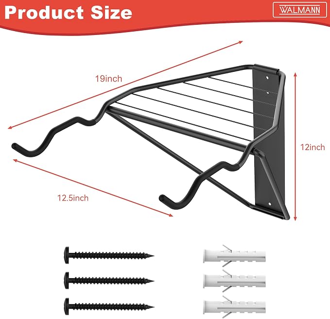 WALMANN Wall Mounted Horizontal Bike Rack, Foldable Space Saving Bicycle Storage for 4 Bikes, Indoor Bike Storage for Garage