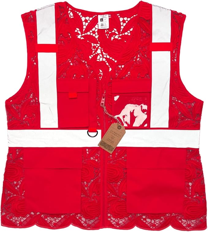 Lace-Mesh Safety Vest for Women & Men - Breathable, High Visibility Vest with Zipper & ANSI Class 2 Reflective Strips