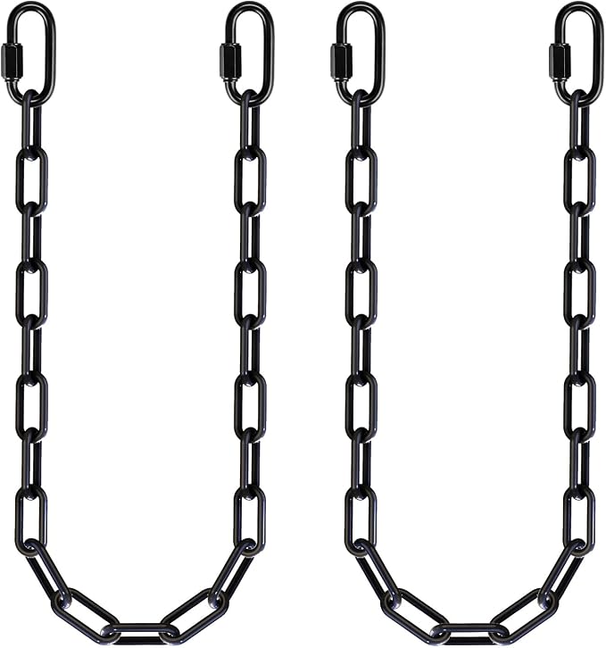 BeneLabel 2Pcs 40" (3.3ft) Heavy Duty Hanging Chains with Carabiner 1000 LB Capacity Black Coated Swing Extension Chain Hammock Chains for Swingset, Hanging Chair, Porch Swing, Punching Bags