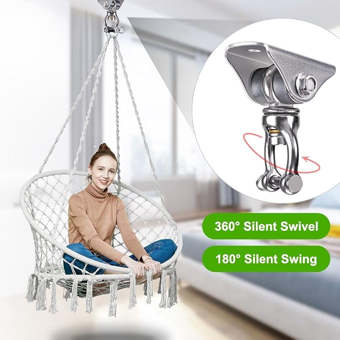 SELEWARE Silent Swing Hanger Heavy Duty Swing Hook Swivel Bearing Swing Mount Hardware for Porch Swing Hammock Chair Heavy Bag Yoga Silk Suspension Straps Olympic Rings 2 Pack