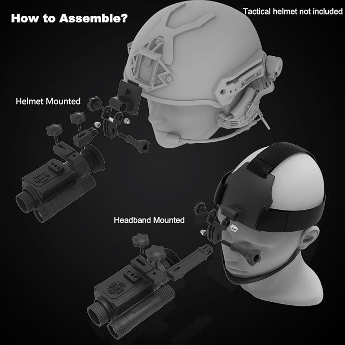 Night Vision Goggles Head or Helmet Mounted Monocular - 1080P HD Photo and Video Recording with 5X Digital Zoom & Adjustable Infrared 940nm IR, Night Vision 300M for Hunting, Camping, Surveillance