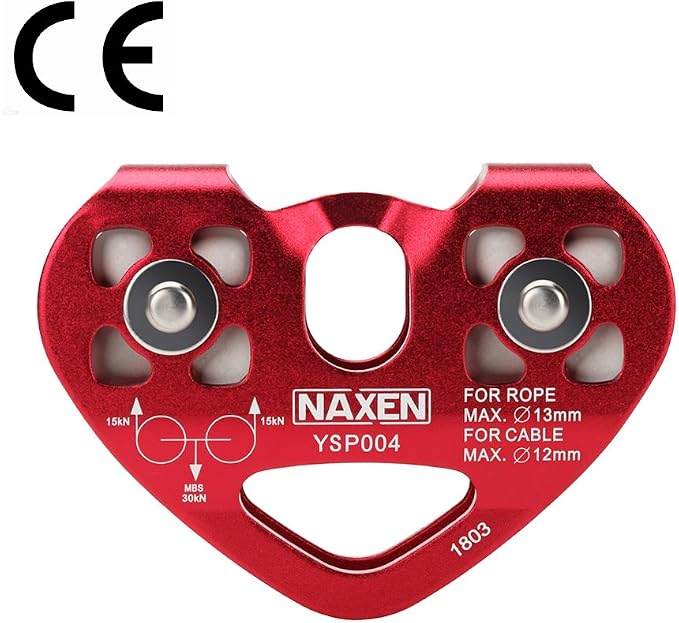 NAXEN Zip Line Pulley Tandem Speed Dual Trolley with 25kN Carabiner