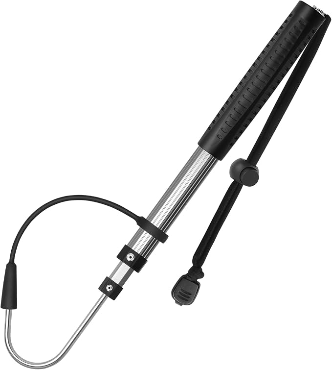 SANLIKE Telescopic Fishing Gaff Aluminum Pole with Nonslip Rubber Handle Stainless Steel M8 Screw Hook