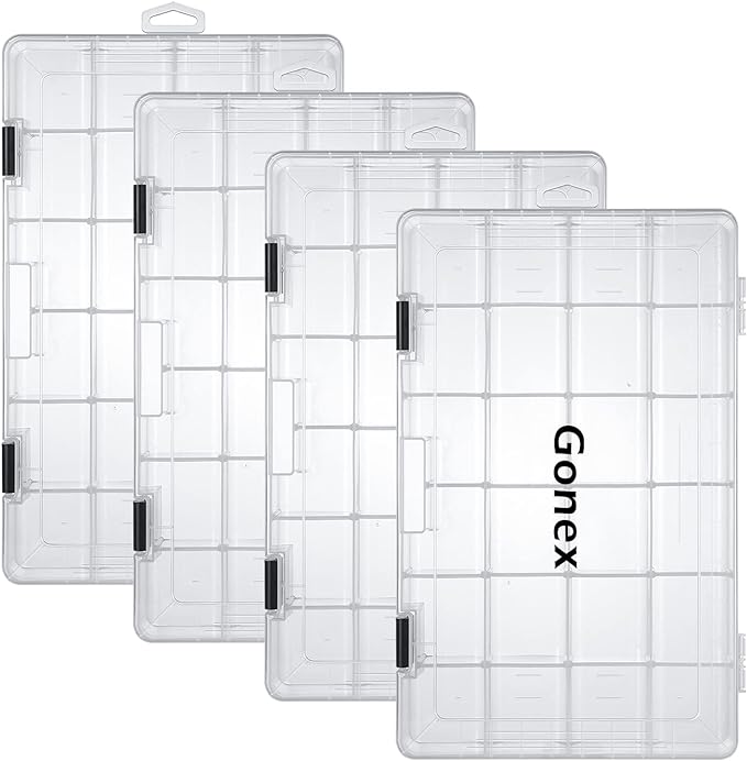 Gonex 3600 3700 Fishing Tackle Trays Lure Box with Adjustable Dividers | Clear PP Material, Adjustable Compartments, Fits Standard Tackle Box , For Fishing Lures Hooks Beads Accessories Storage
