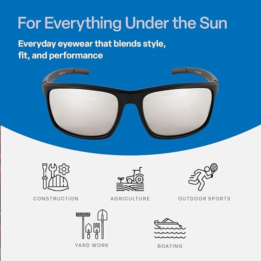 Bullhead Safety Eyewear Pompano Glasses – Anti-Fog, Lightweight, Scratch Resistant, UV Light Blocking Sunglasses for Driving, Golf, Boating, Outdoor Work, Indoor/Outdoor Lens
