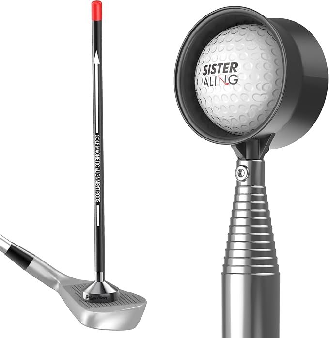 Golf Magnetic Alignment Rods and 9ft/12ft Water Telescopic Golf Ball Retriever