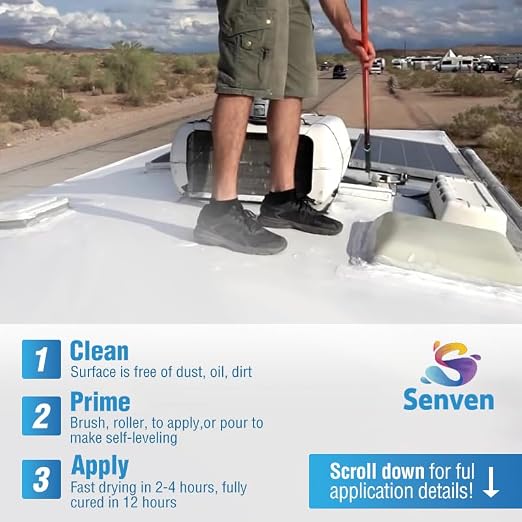 RV Roof Sealant 5 Gallon RV Roof Coating RV Roof Sealant White Waterproof Solar Reflective & Leak Repair for Trailers Campers Motorhomes