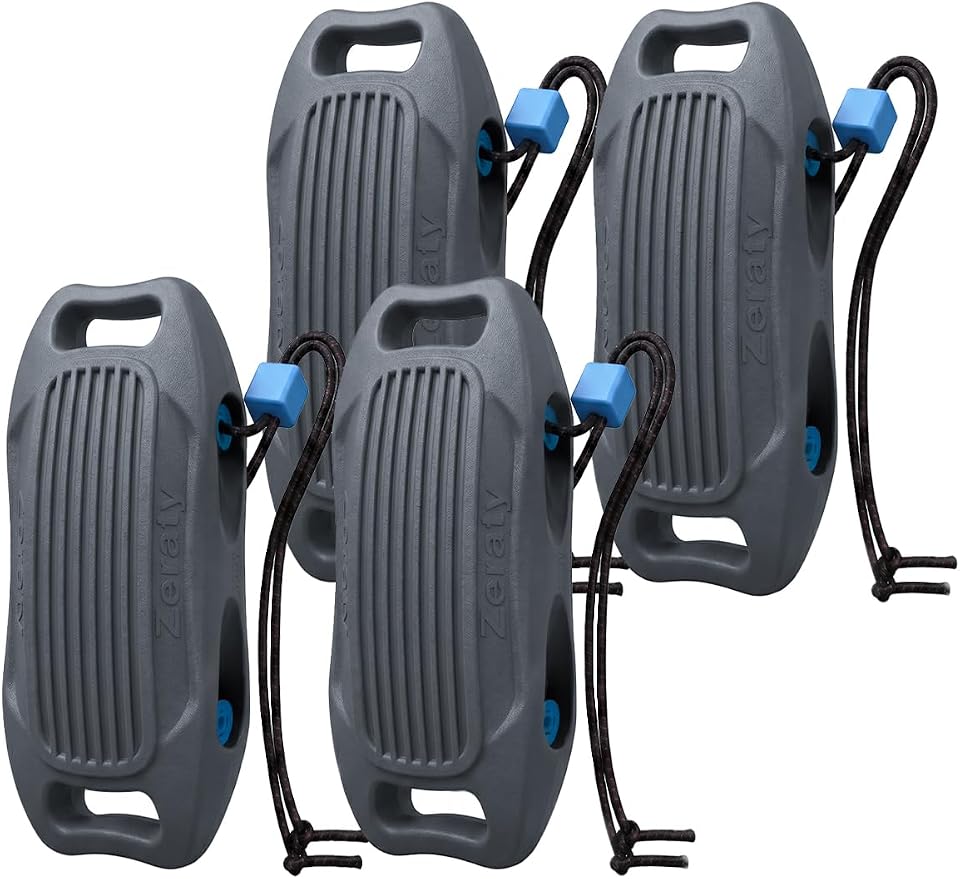 Zeraty Solid EVA Boat Fenders 1-2-4 Packs, 17''x8'' No-Deflation Dock Bumpers with Adjustable Ropes, Modular Stackable Non-Rolling Marine Hull Protector for Pontoon, Yacht, Bass, Jet Ski and Jon Boats