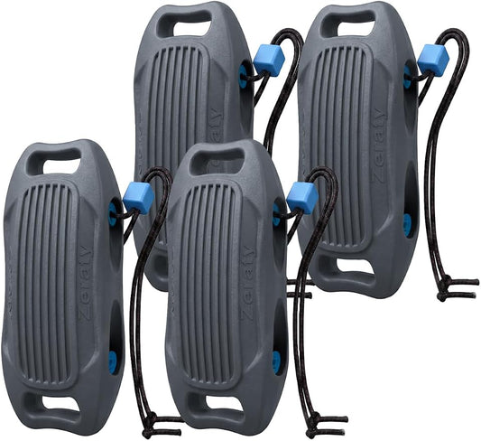 Zeraty Solid EVA Boat Fenders 1-2-4 Packs, 17''x8'' No-Deflation Dock Bumpers with Adjustable Ropes, Modular Stackable Non-Rolling Marine Hull Protector for Pontoon, Yacht, Bass, Jet Ski and Jon Boats