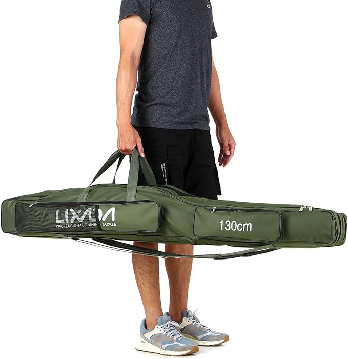 Lixada Fishing Rod Case, 3 Layers Oxford Fishing Rod Bag, Portable Foldable Fishing Pole Bag, Fishing Rod Carrier Fishing Tackle Storage Bag Travel Carry for Fishing Gear & Equipment