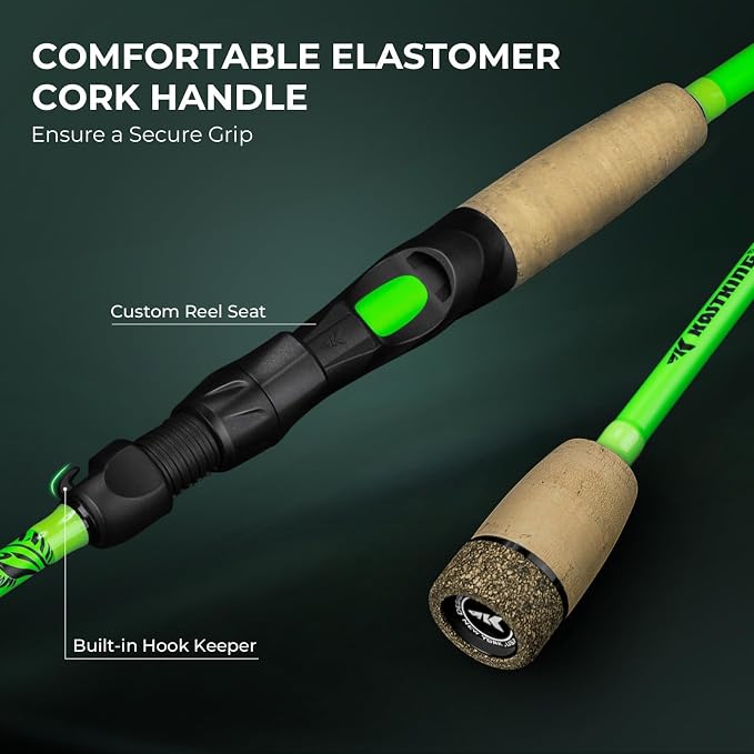 KastKing Zephyr Dual Tip Spinning & Casting Fishing Rods, Green | Lightweight IM6 Graphite Rod, Dual Tips Section for Different Powers, Built-in Hook Keeper, PTS Power Transition System
