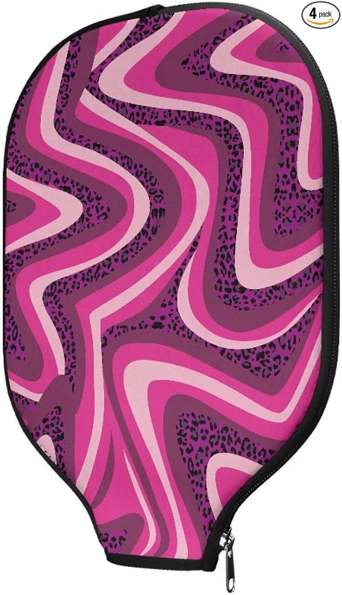 Abstract Geometry Pickleball Paddle Covers 4 Pack Neoprene Pickle Ball Paddle Cover with Zipper Waterproof Racket Sleeve Pickleball Paddle Accessories for Racket Storage