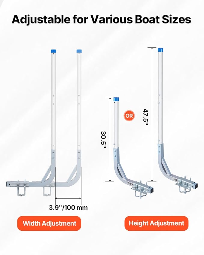 VEVOR Boat Trailer Guide, 16.7"- 60″ Adjustable Design Trailer Guide Poles, 2PCS Trailer Guide-Ons for Ski Boat, Fishing Boat or Sailboat Trailer